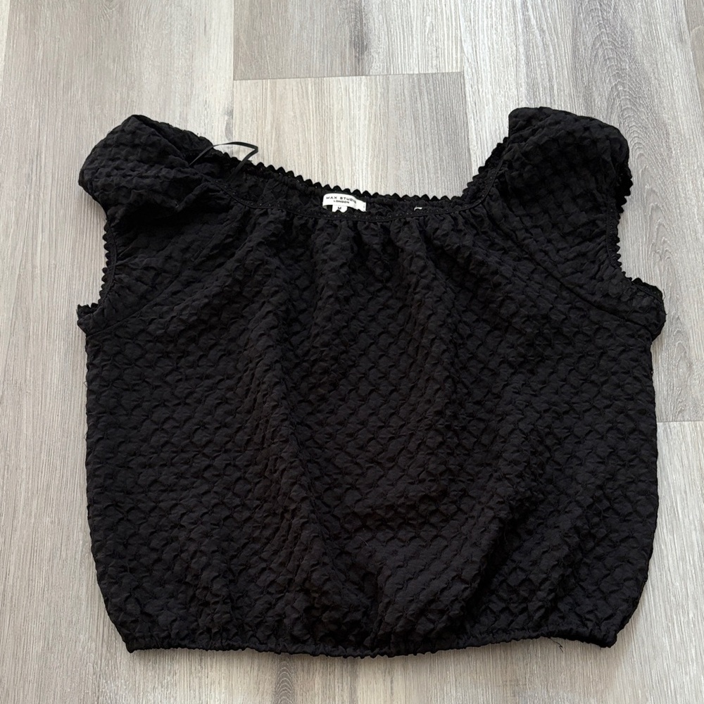 Max Studio Black Textured Blouse